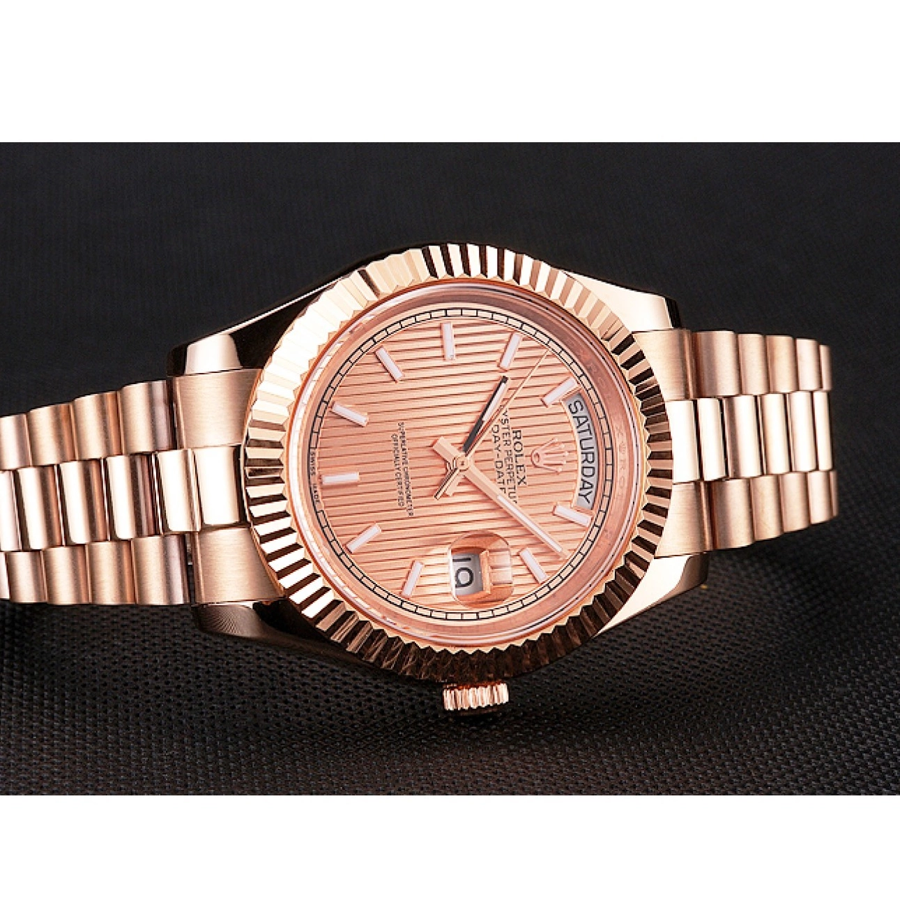 Good copy rolex watches Etched Day Gold 40 Bracelet Dial Swiss Date And Rose Gold Case Rolex Rose 0608
